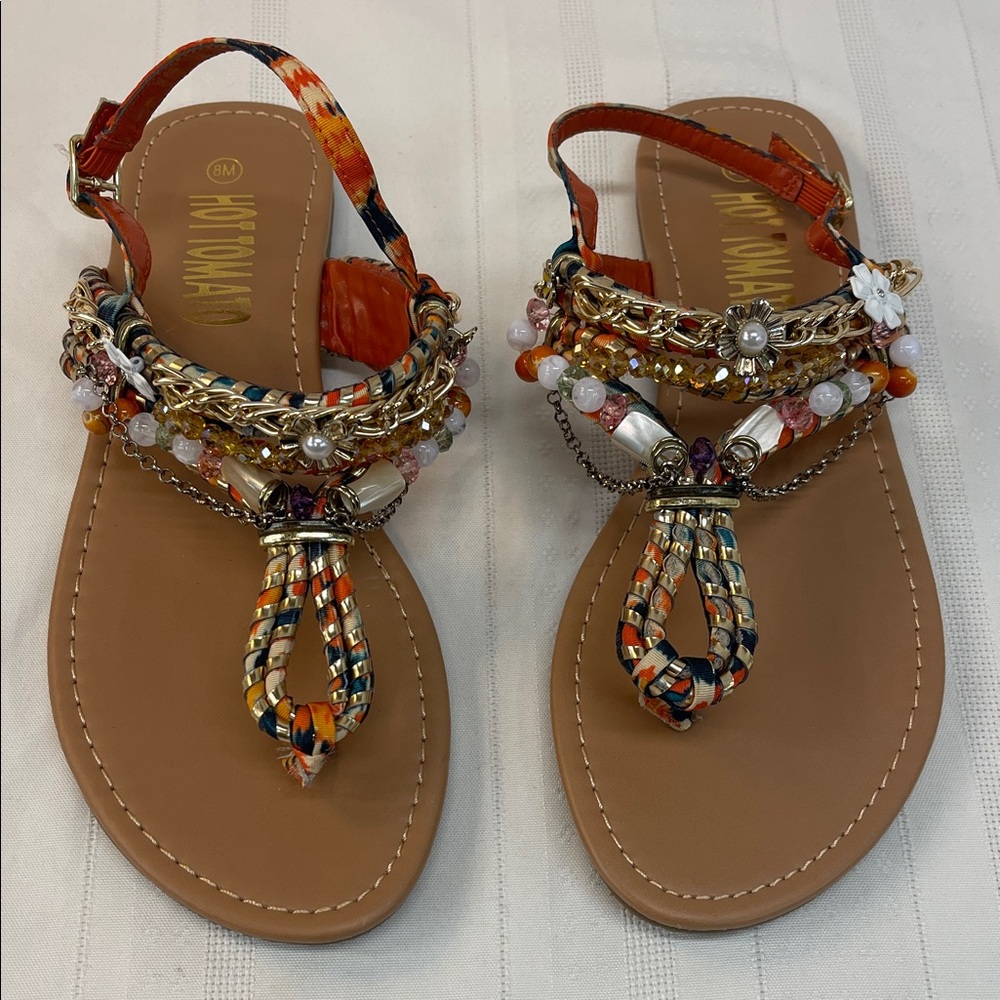 Colorful Beaded Sandals by Hot Tomato size 8 M